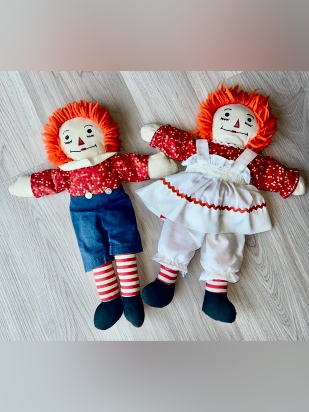 Raggedy Ann & Andy 70’s Classic Rag Doll Pair Homemade Kids Collectable